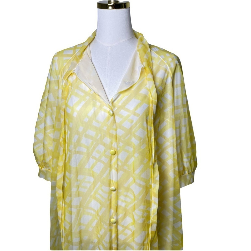 Vintage Gossard Artemis Fully Lined Chiffon Robe Dress Butter Yellow Size M